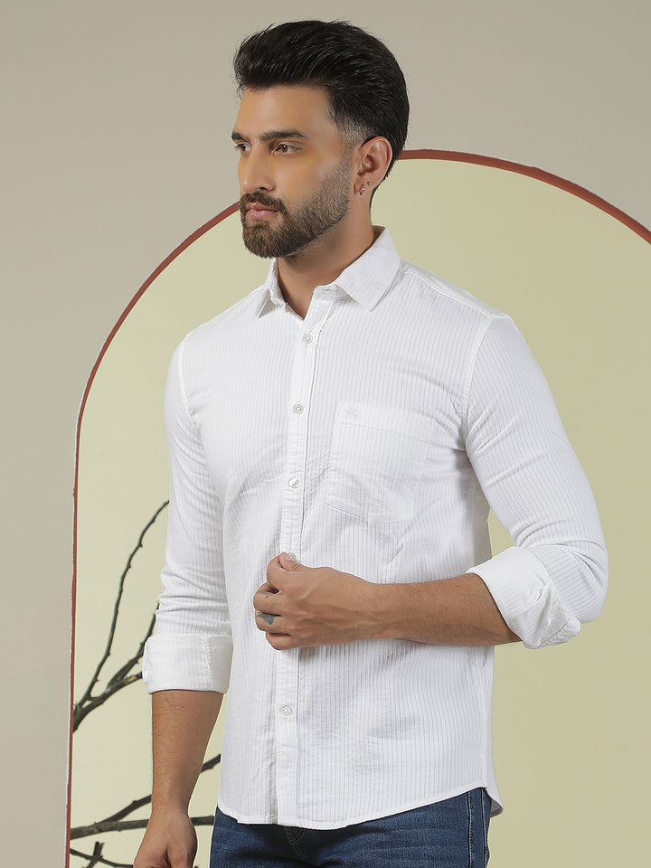 Classic Ivory White Striped Shirt