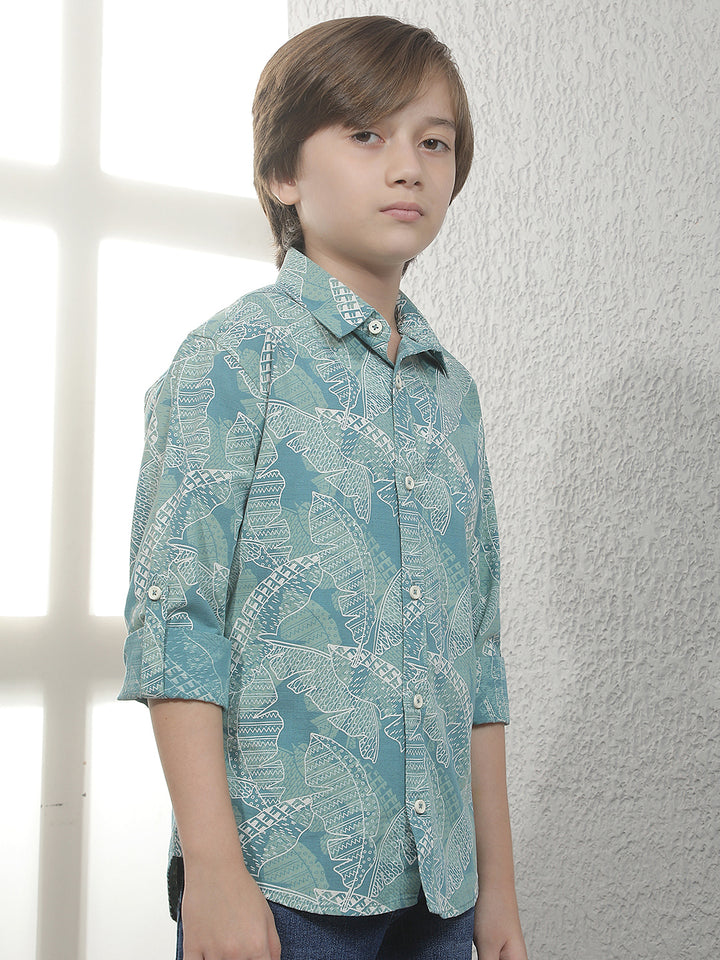 Sea Green Graphic Print Shirt