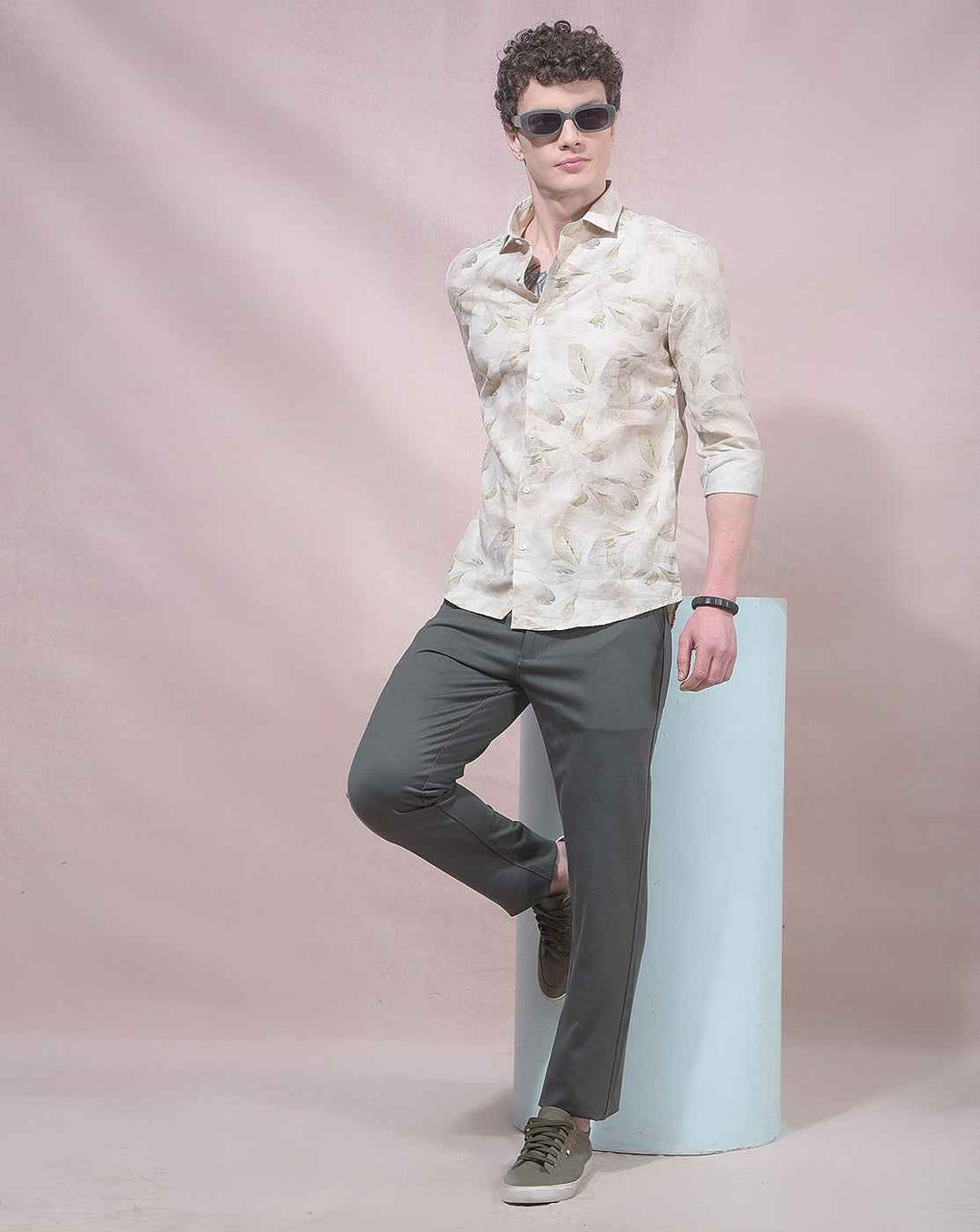 Olive Green Knitted Casual Trousers