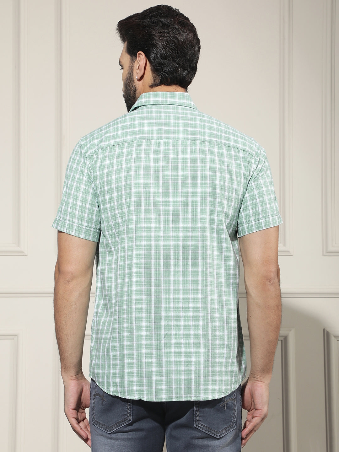 Green Checked 100% Cotton Shirt