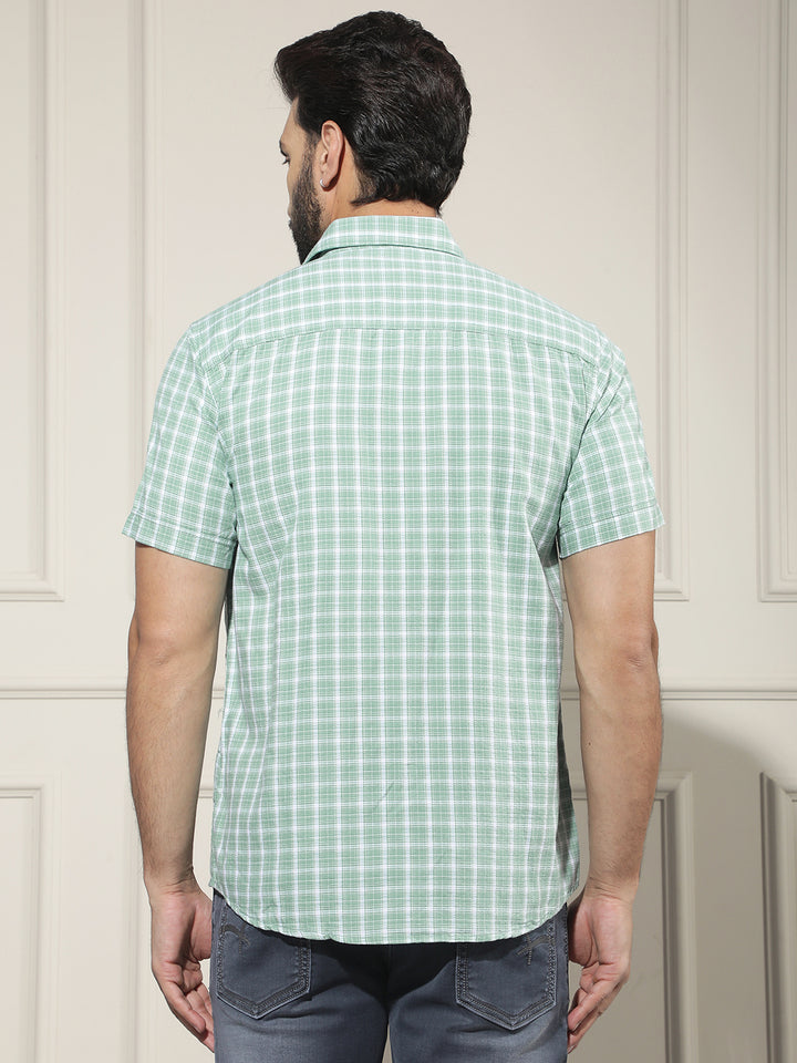 Green Checked 100% Cotton Shirt