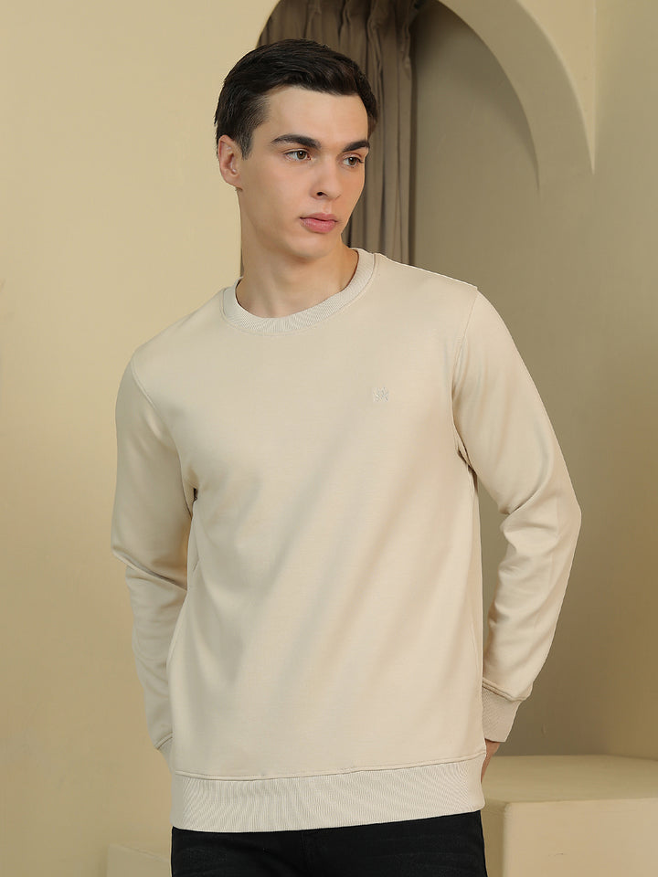 Beige Round Neck Sweatshirt