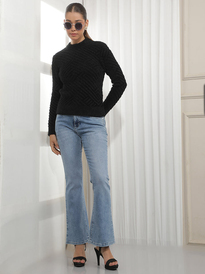 Black Jacquard Acrylic Sweater