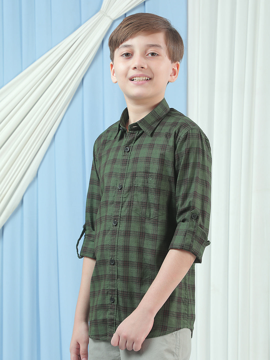 Green Checked 100% Cotton Shirt