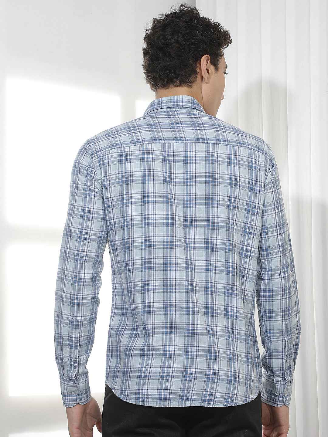 Blue Checked 100% Cotton Shirt