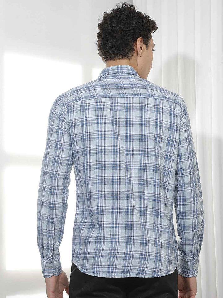 Blue Checked 100% Cotton Shirt