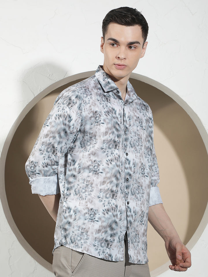 Sleek Slate Grey Printed Shirt