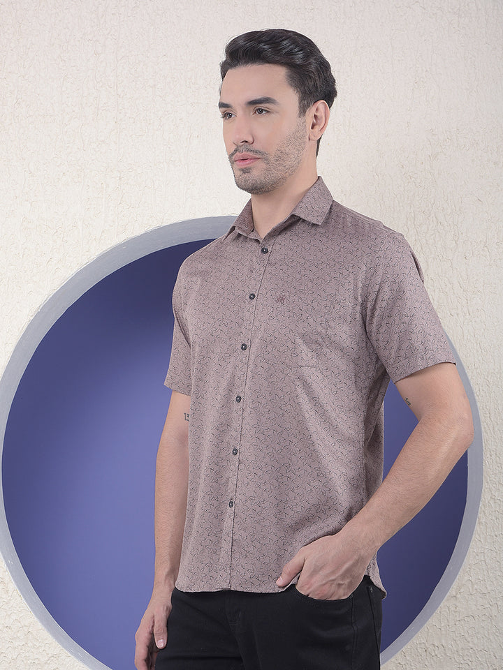 Brown Micro Floral Printed Shirt