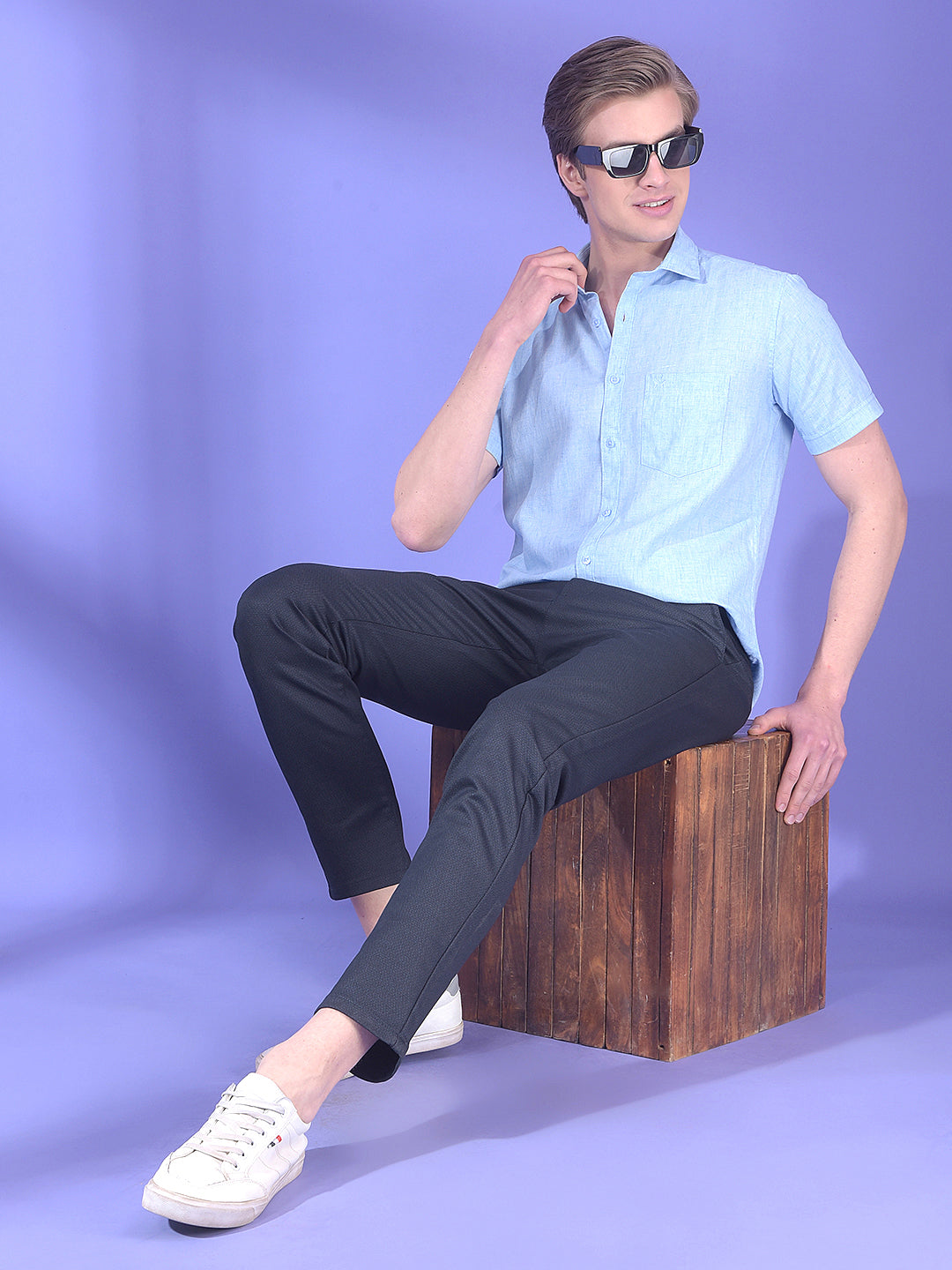 Cerulean Drift Blue Linen Shirt