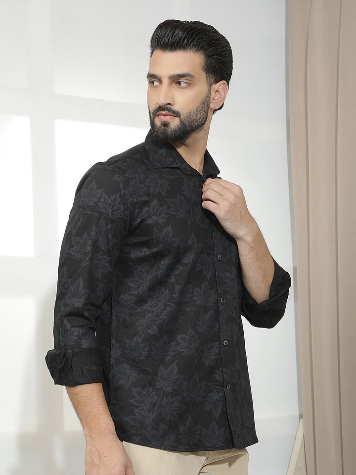 Black Floral Print Shirt
