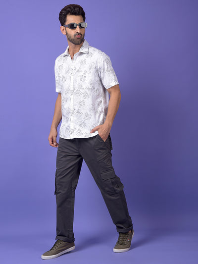 Beige Floral Print 100% Cotton Shirt