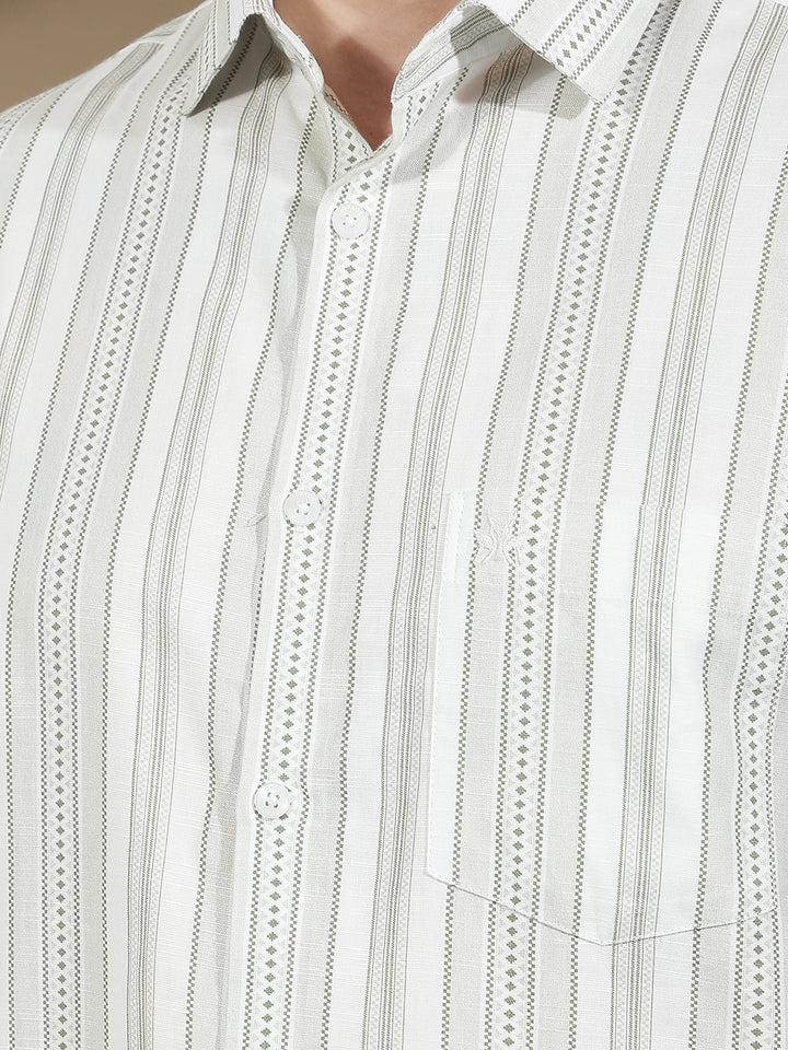 Green Vertical Striped Shirt
