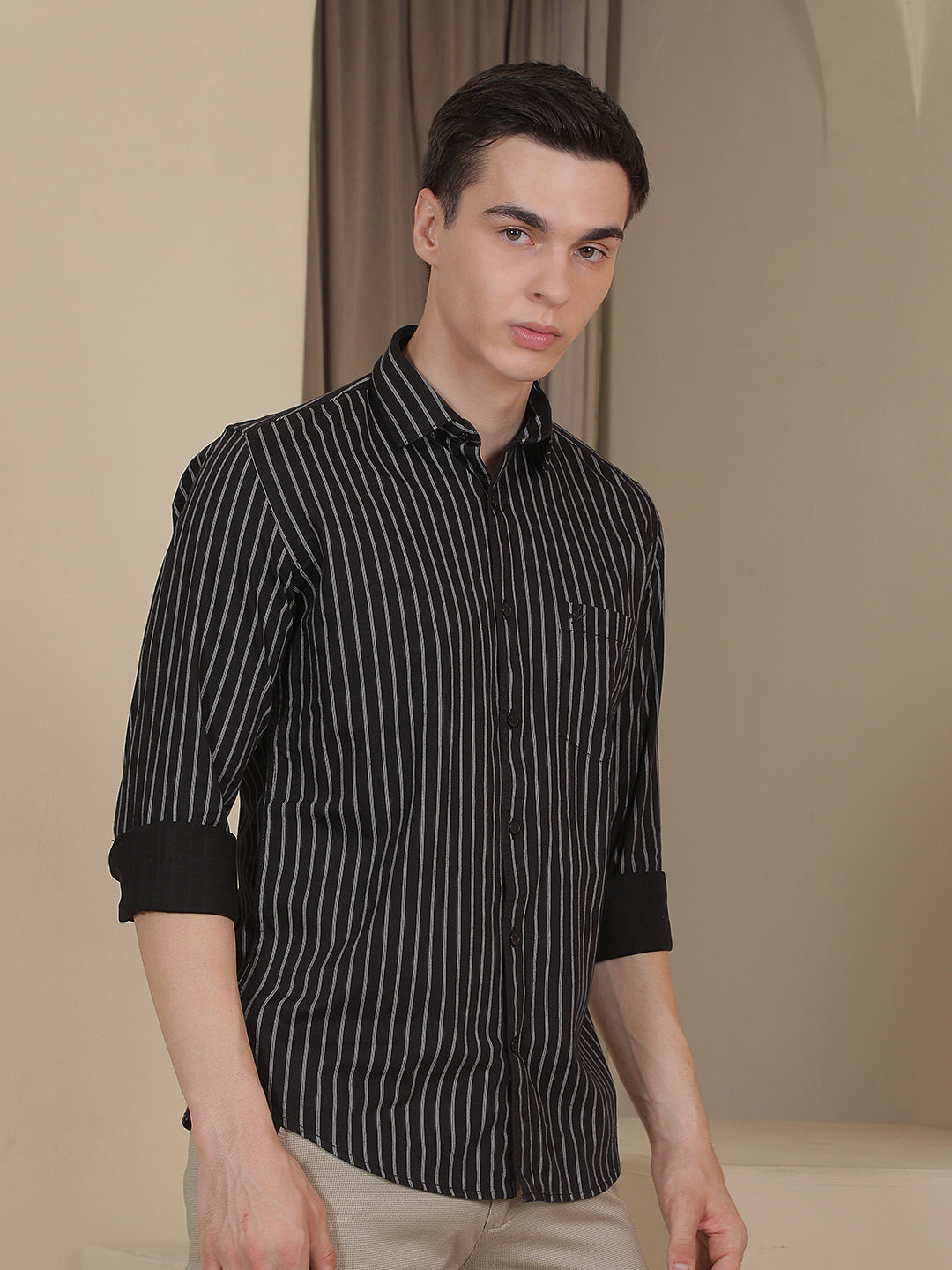 Black Vertical Stripes Shirt