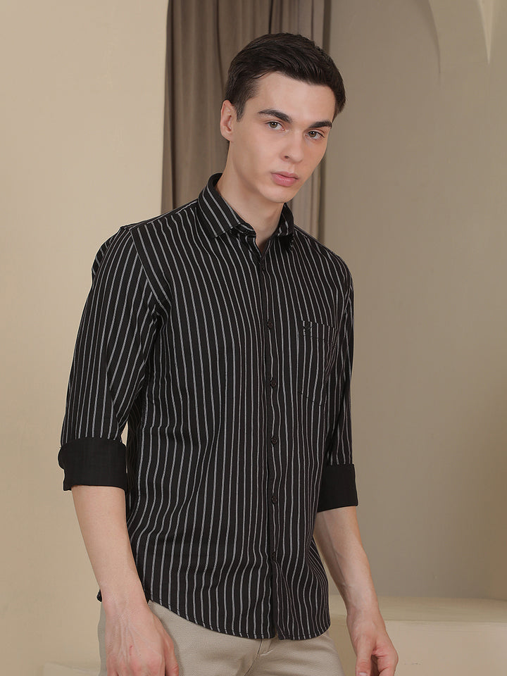 Black Vertical Stripes Shirt
