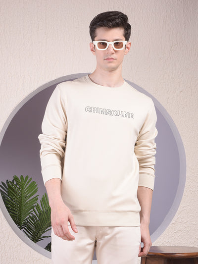 Beige Typographic Print Sweatshirt