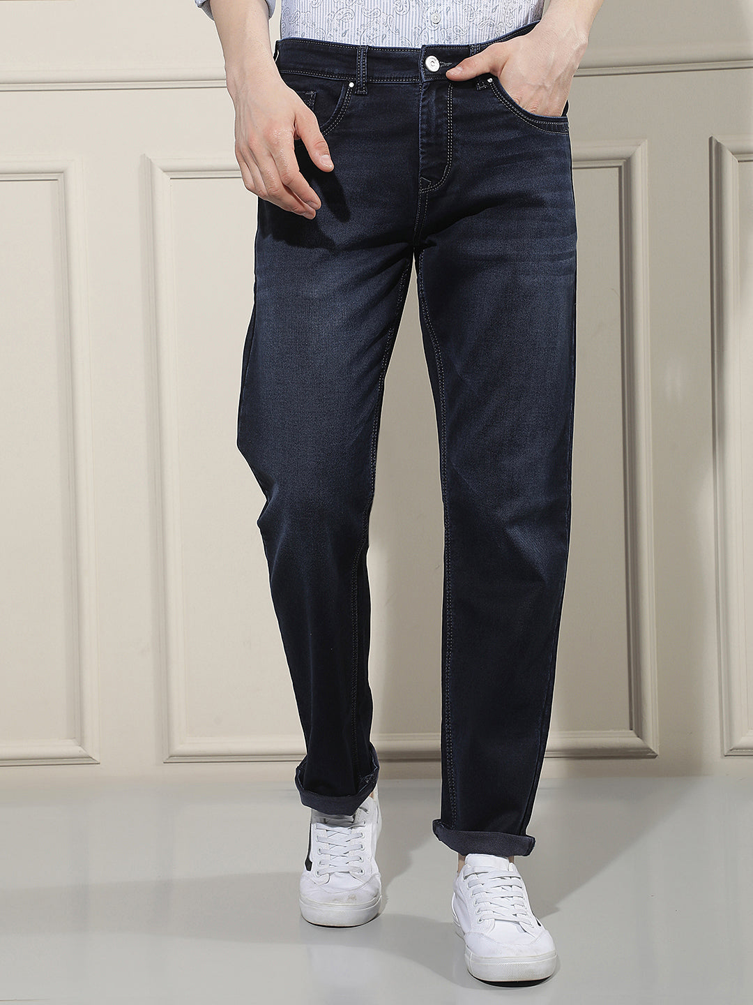 Navy Blue Straight Jeans