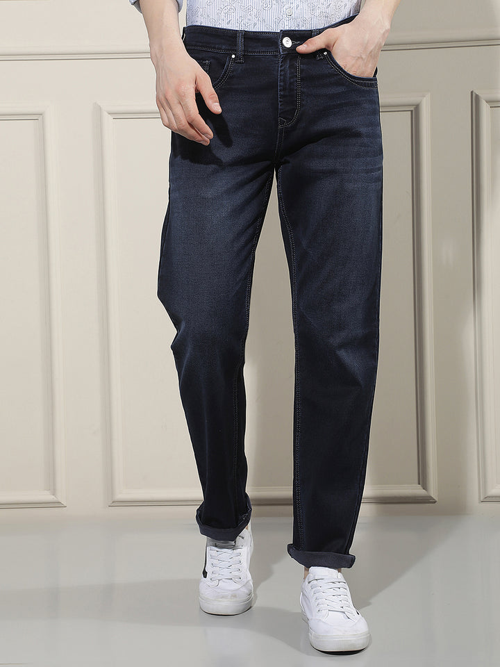 Navy Blue Straight Jeans