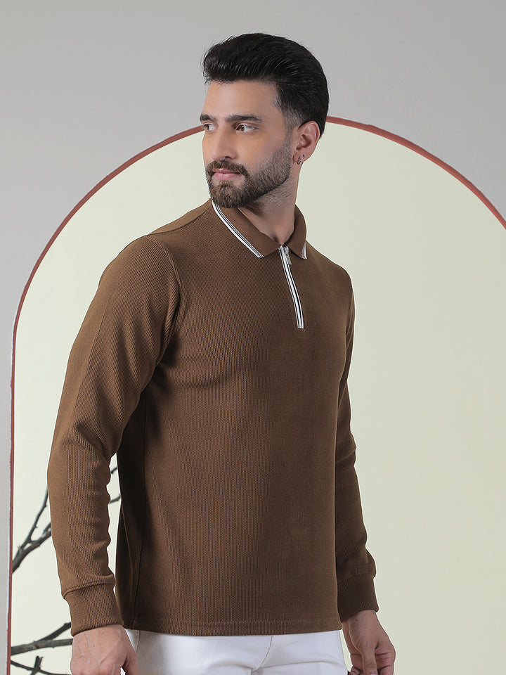Brown Polo Neck T-Shirt
