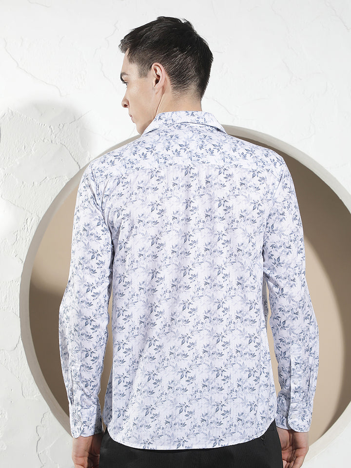 Blue Floral Print Shirt