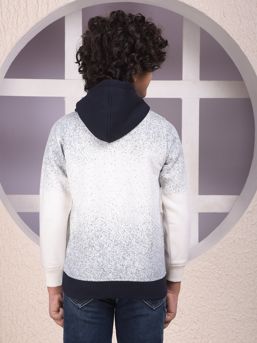 White Embellished Hooded Neck Sweatshirt