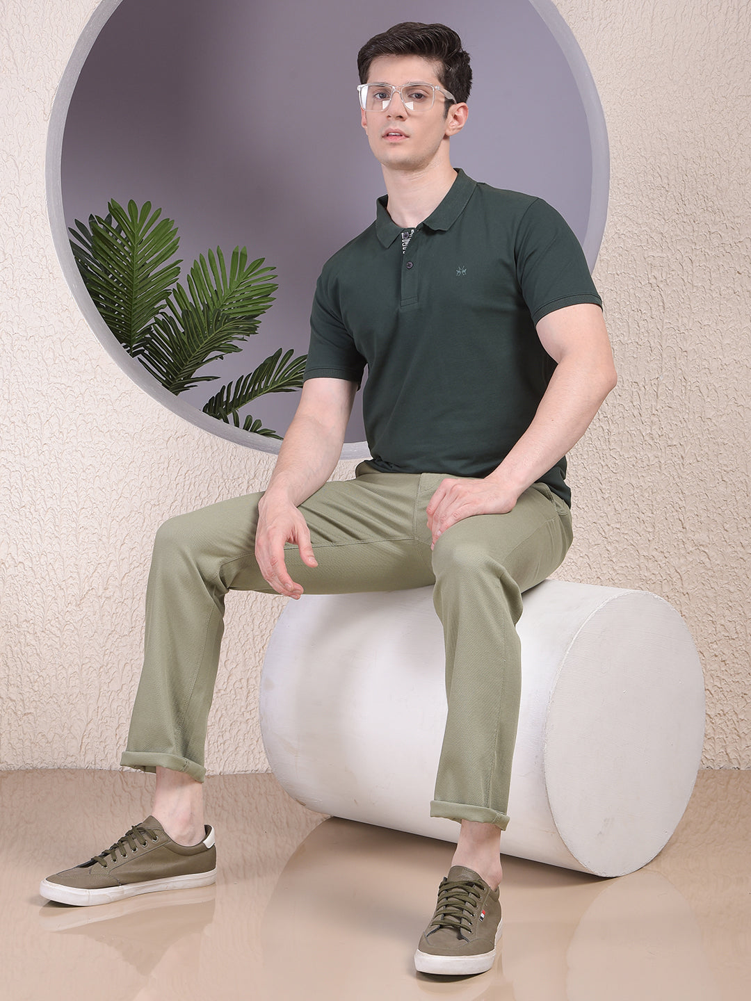 Green Polo Neck T-Shirt-Men T-Shirts-Crimsoune Club