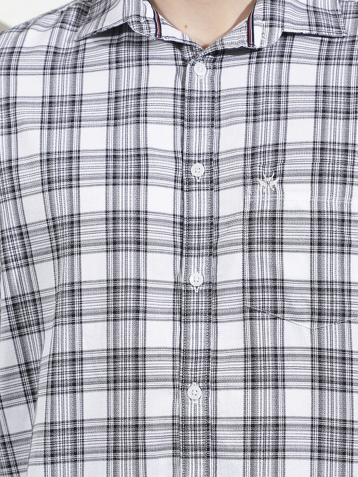 White Checked 100% Cotton Shirt