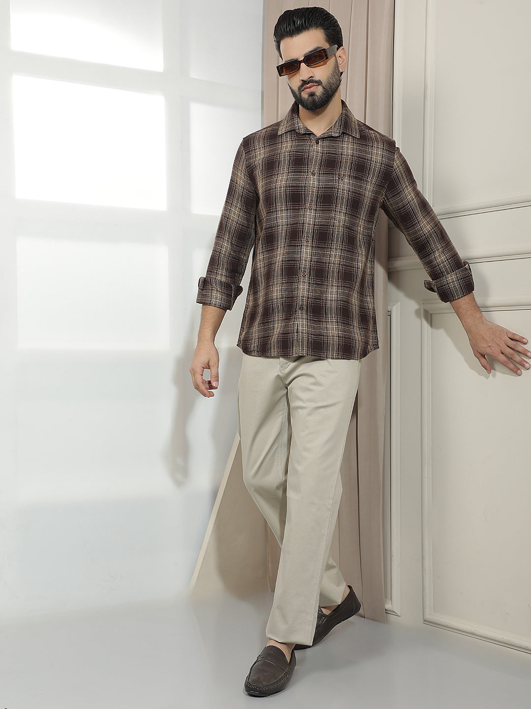 Dark Brown Checked Shirt