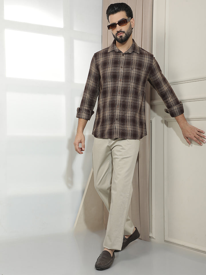 Dark Brown Checked Shirt
