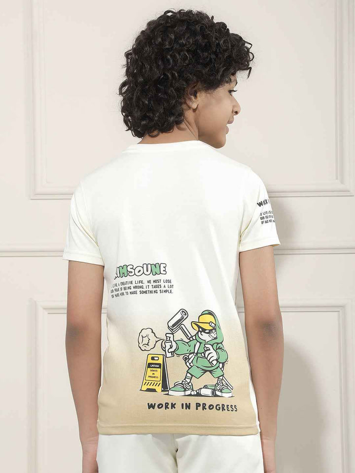 Cream Graphic Print T-Shirt
