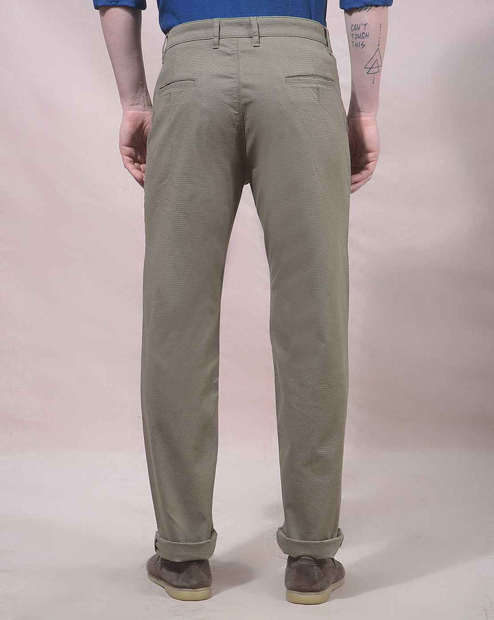 Khaki Straight Leg Casual Trousers