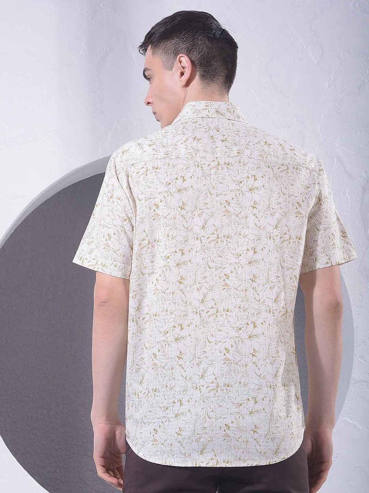 Olive Floral Print Shirt