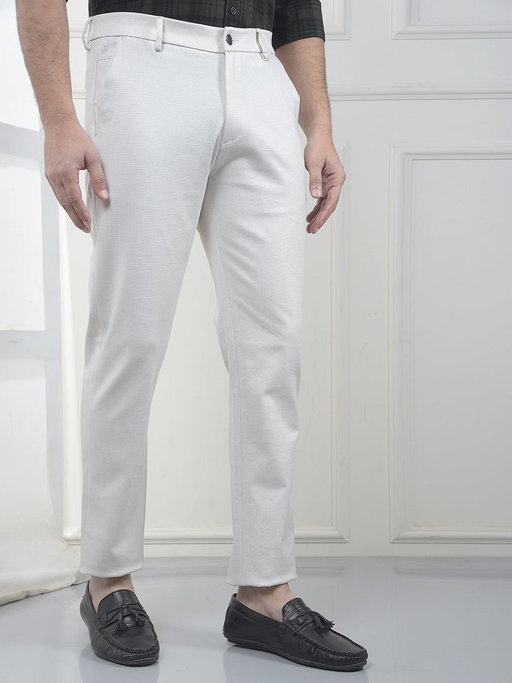 Beige Jacquard Knitted Trousers