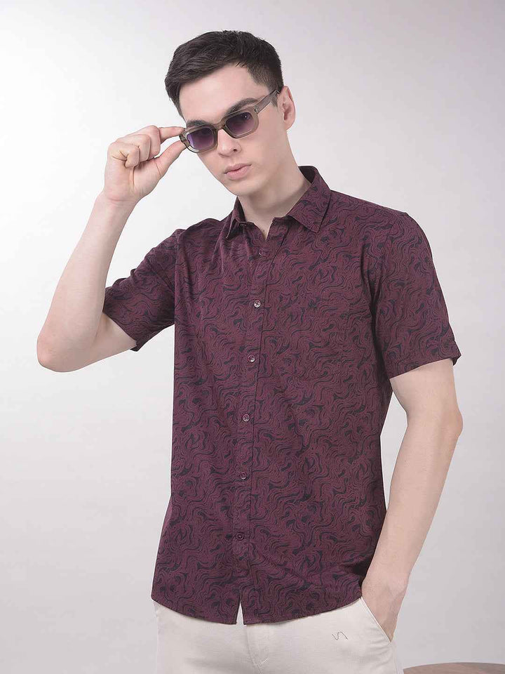 Wine Abstract Print Shirt