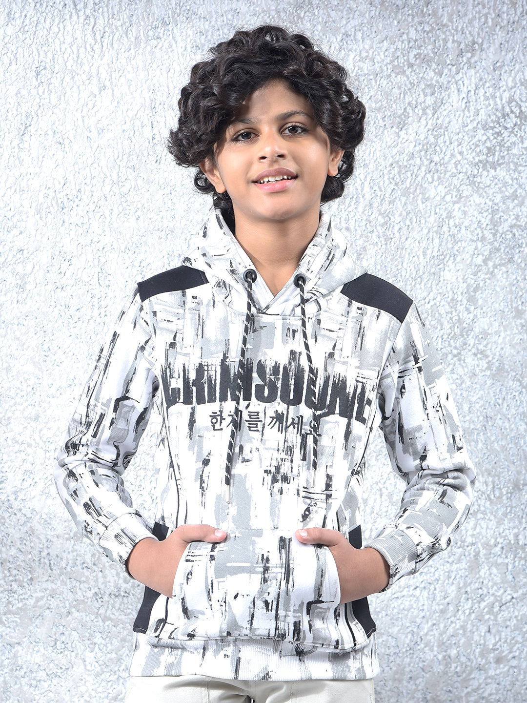 Black Printed Hooded Neck Sweatshirt