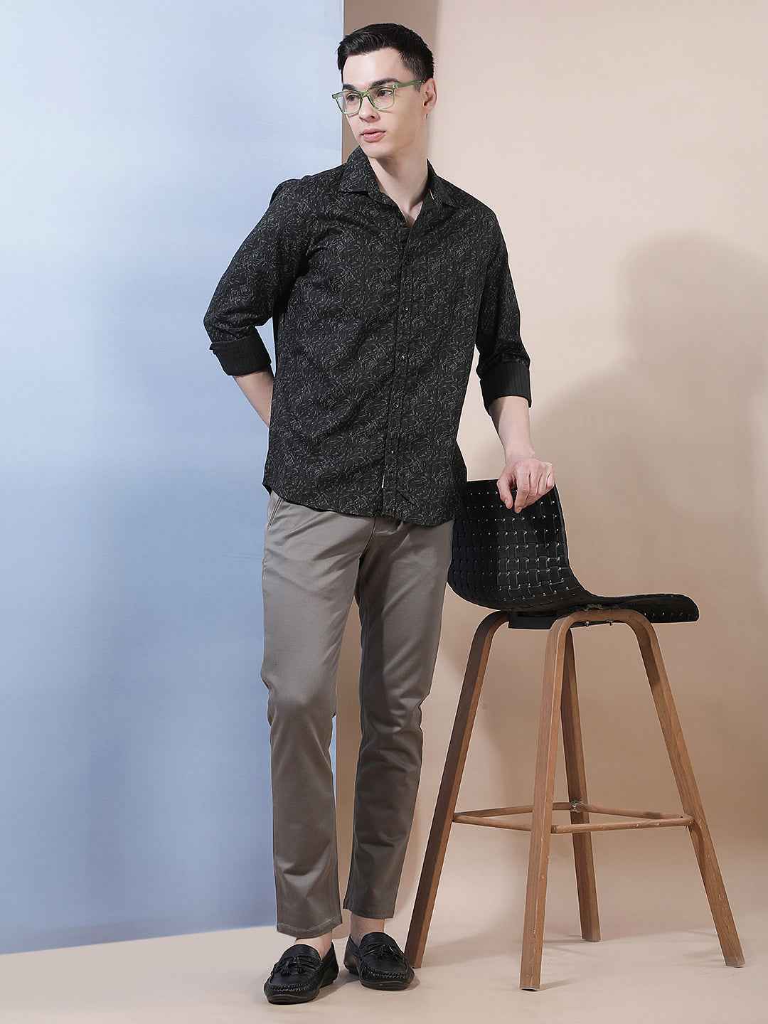 Black Modern Printed Casual Shirt