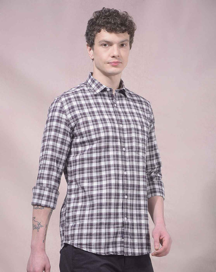 Purple Checked 100% Cotton Shirt