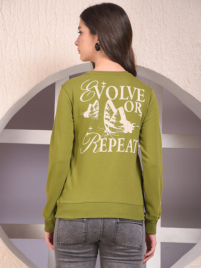 Olive Graphic Print Sweatshirt