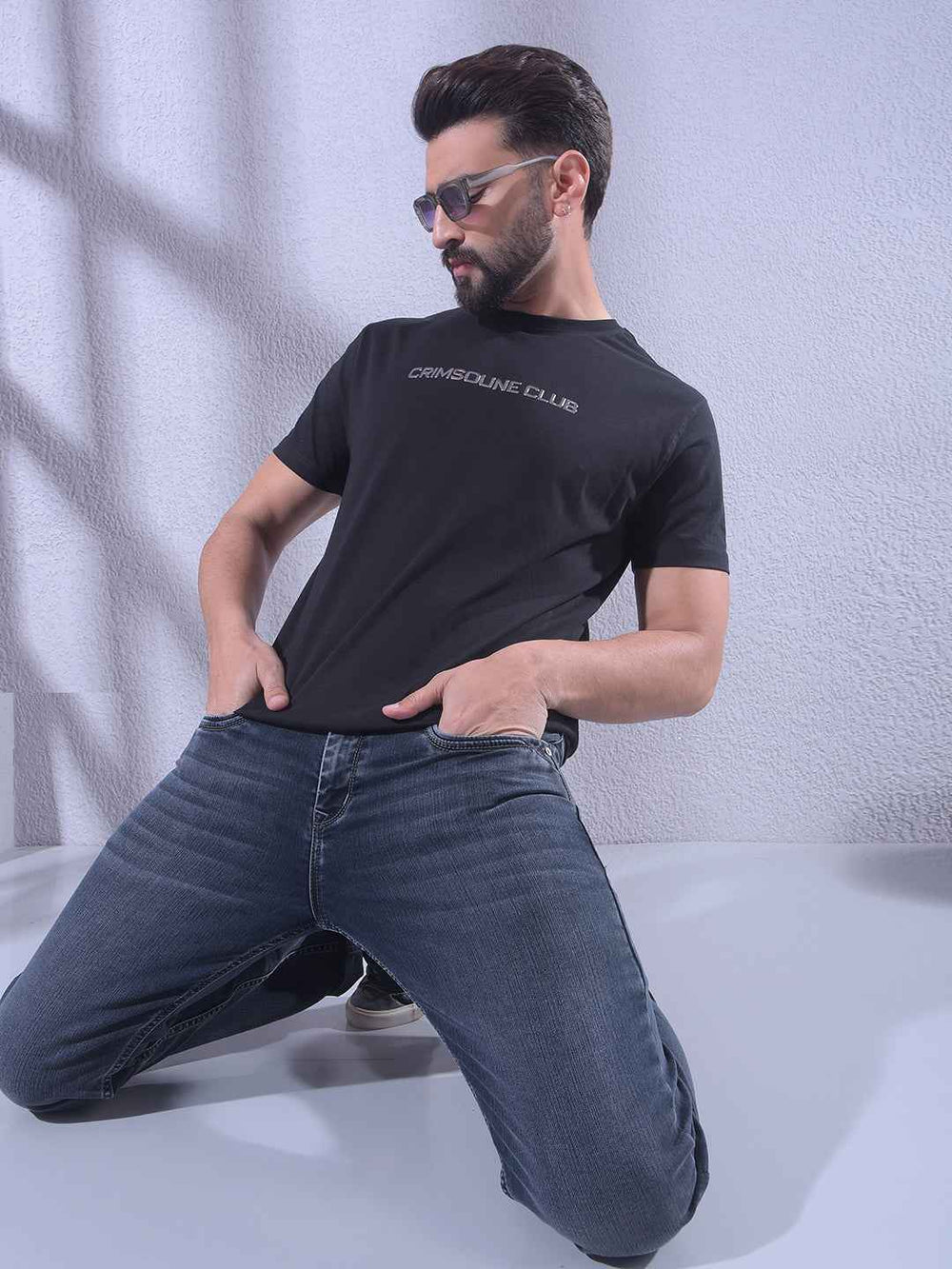 Black Typographic Print T-Shirt