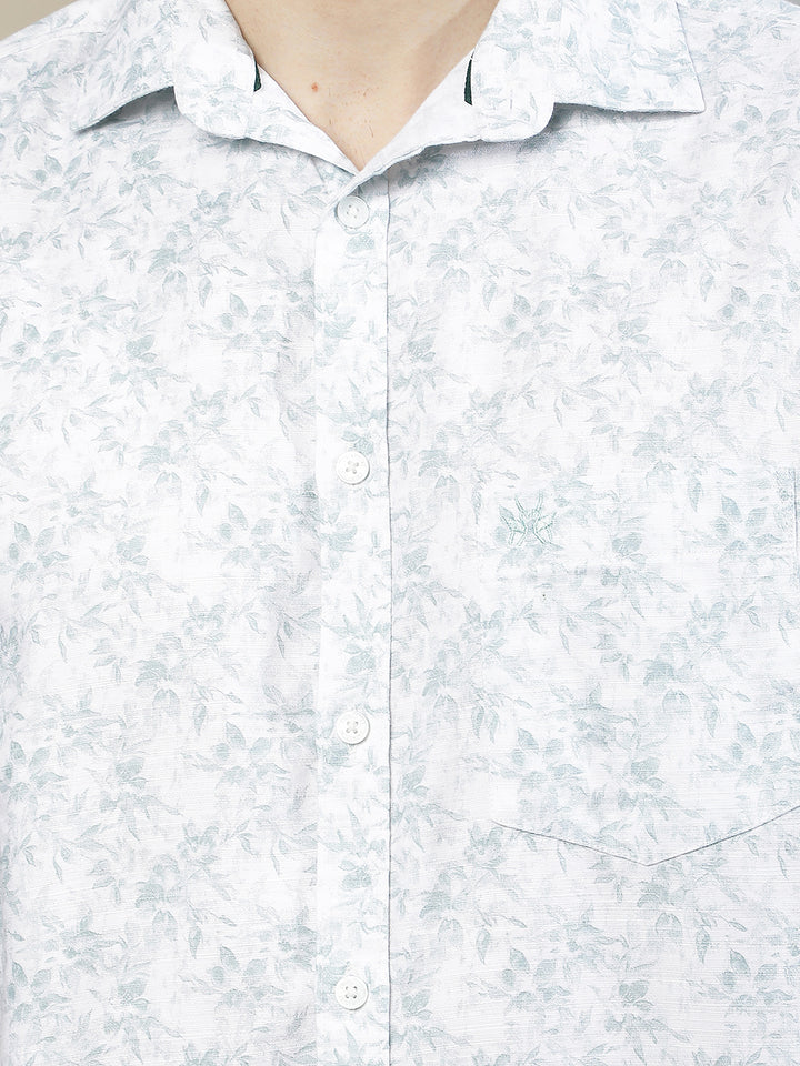 White Floral Print Shirt