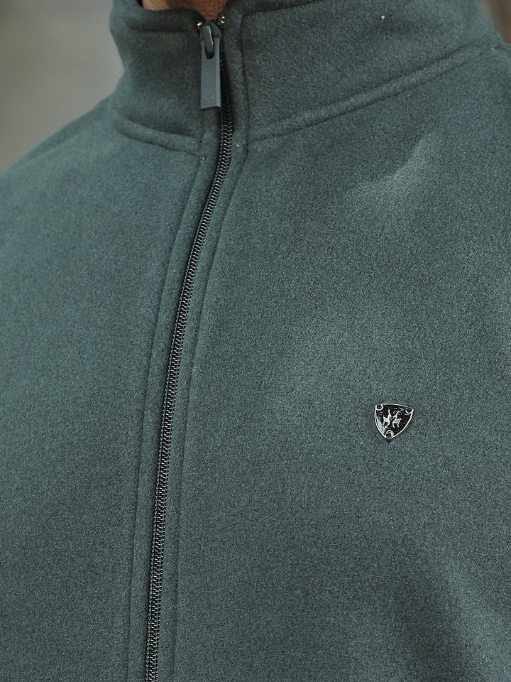 Green High Neck Sleeveless Sweatshirt
