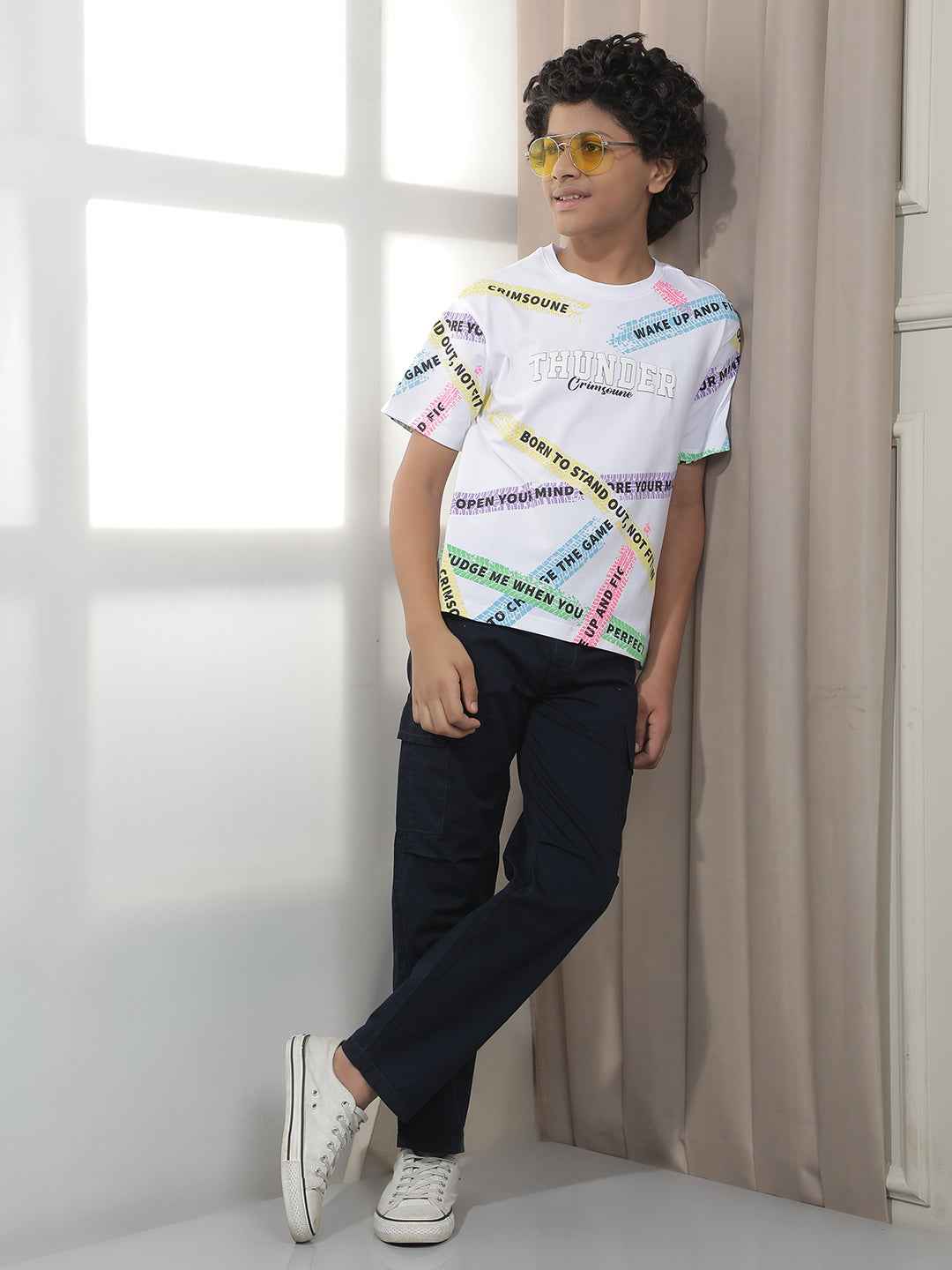White Typographic Printed T-Shirt