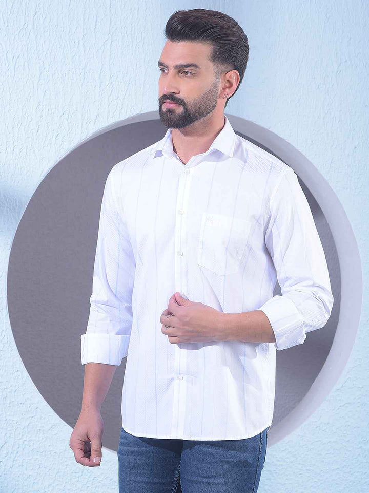 White Vertical Stripes 100% Cotton Shirt