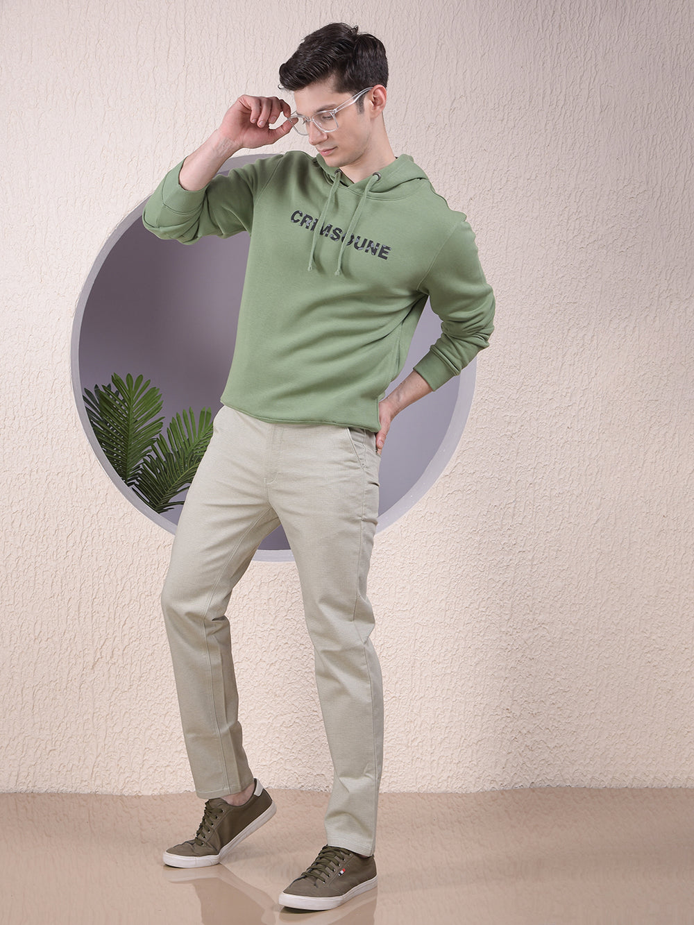 Green Typographic Print Hooded Neck Sweatshirt