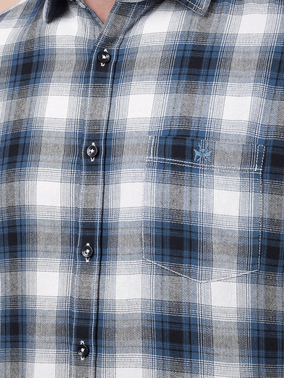 Blue Checked 100% Cotton Shirt