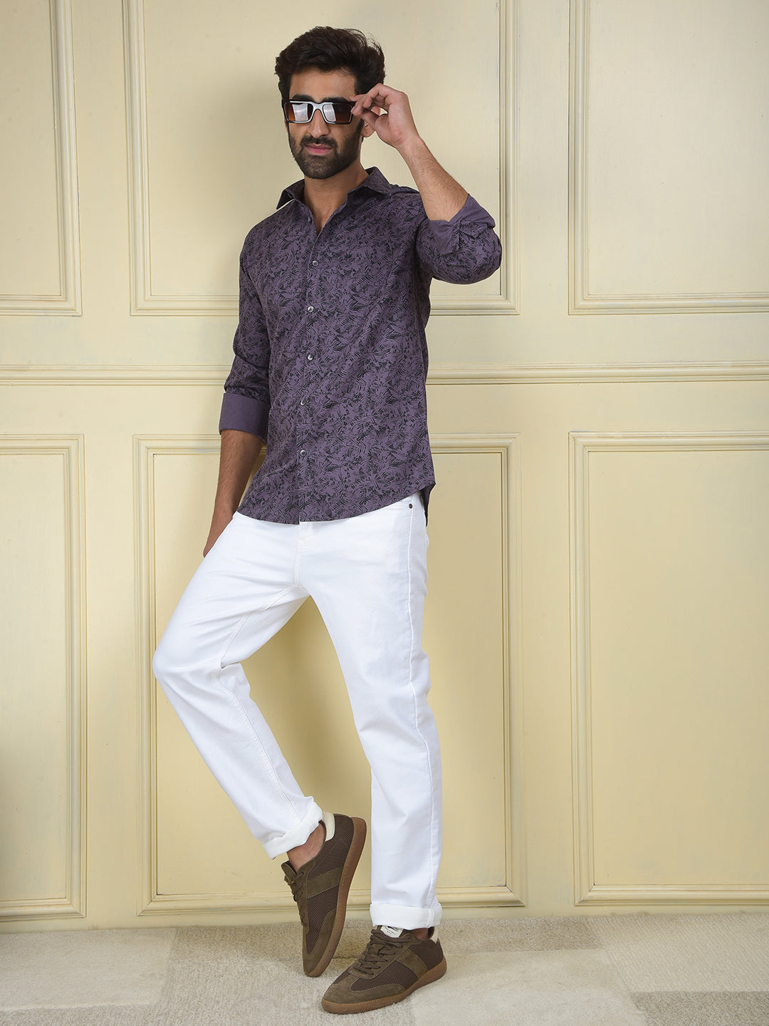 Purple Floral Print Shirt