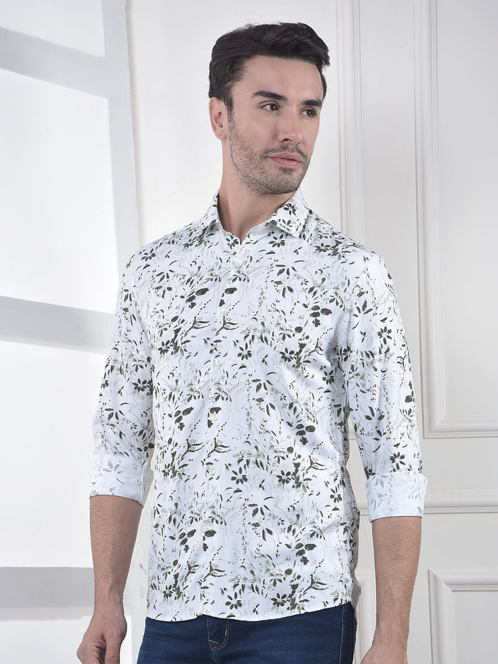 White Floral Print Shirt