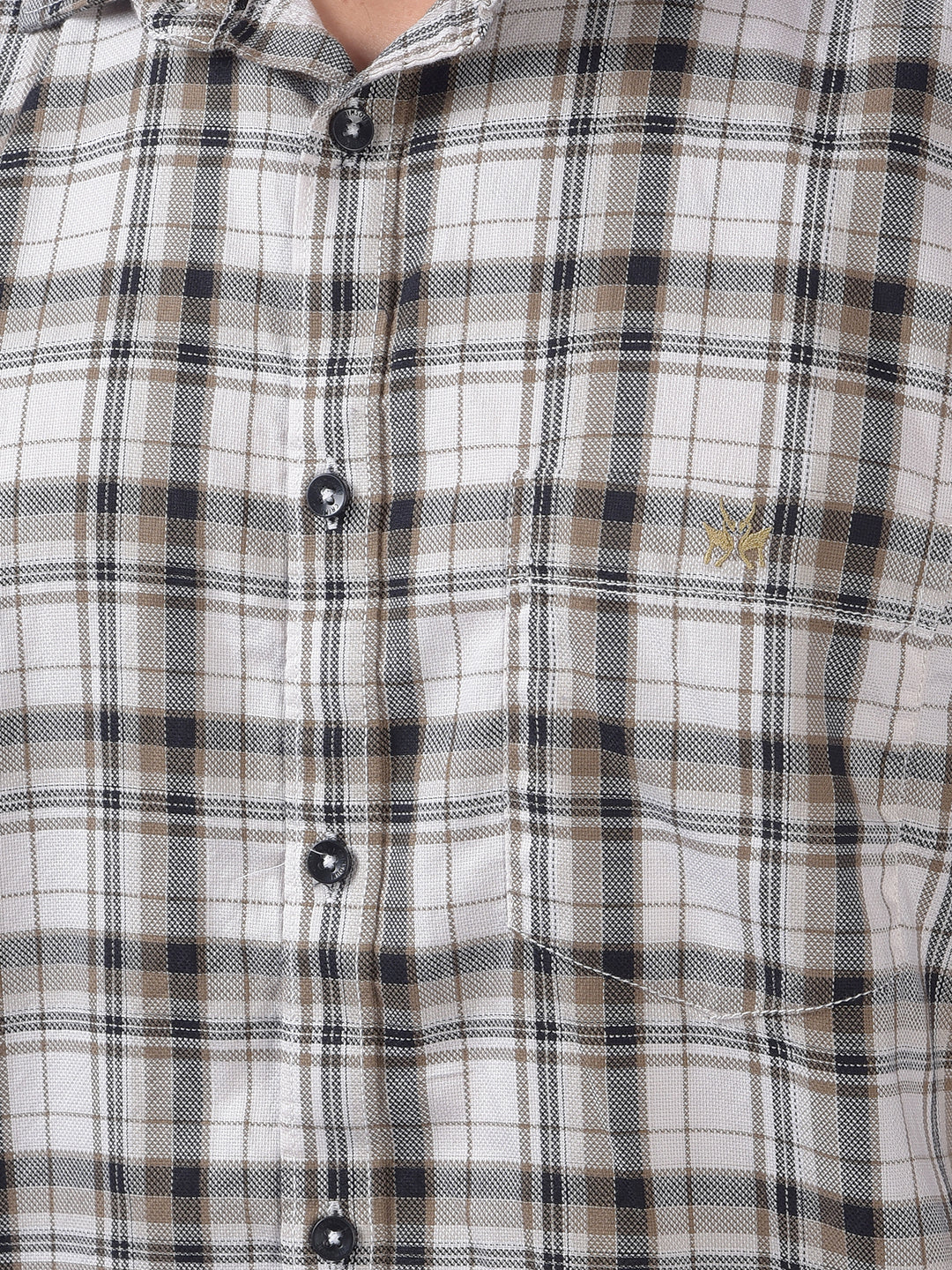 Olive Checked 100% Cotton Shirt