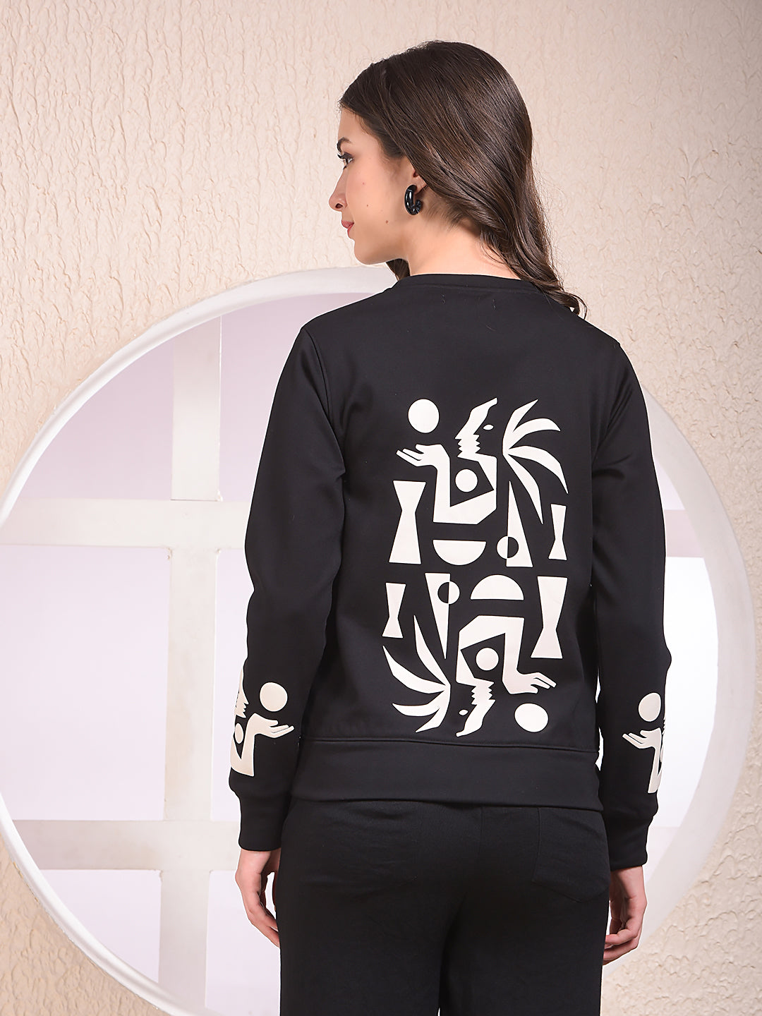 Black Typographic Print Sweatshirt
