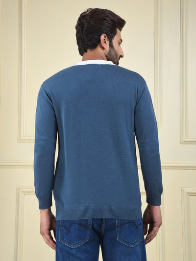 Blue Vertical Stripes 100% Cotton T-Shirt