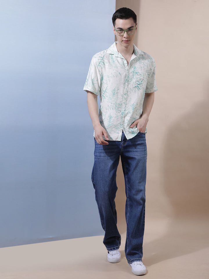Green Floral Printed Shirt